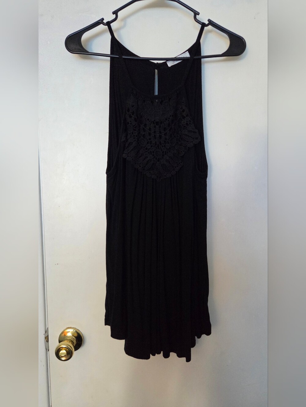 Black Crochet Lace Racerback Swing Tank Top – Size XL